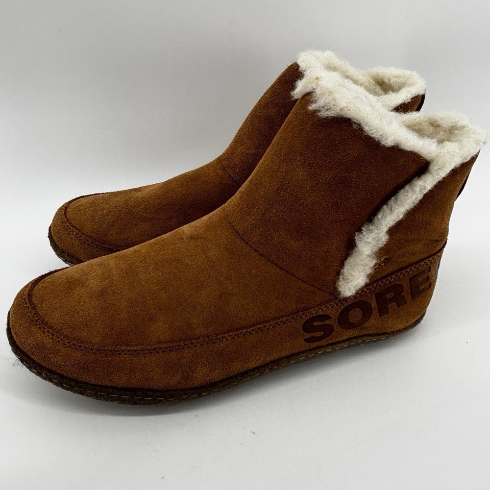 Sorel Nakiska Leather Suede Fur Lined Booties US 10.5 BrownExcellent Condition‎